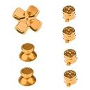 Segolike Replacement Metal ABXY Buttons+Thumbsticks Chrome D-pad Mod Set for Sony PS4 Game Pad Console Mod Kit Gold