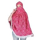 DEEPNYRA - LIVING STYLE Women Sun Coat Scarf Face Cap Head Cover With Double Layer Mask Jaipuri Sanganeri Cotton Printed Stole For All Ladies and Girls (Rani Bandhage)