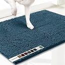Muddy Mat® AS-SEEN-ON-TV Highly Absorbent Microfiber Door Mat and Pet Rug, Non Slip Thick Washable Area and Bath Mat Soft Chenille for Kitchen Bedroom Indoor and Outdoor - Atlantic Blue Small 28"X18"
