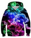 AIDEAONE Unisex Novelty Sweatshirt Smoke Hoodies 3D Print Pullover Cool Hoodies for Boys Girls 14-16T