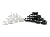 24 Pack - CleverDelights Black and White Prewound Bobbins - 60wt - Size L Bobbins - SA155 Replacement - for Brother Embroidery Machines - 3/8" x 13/16"