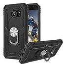 KANGYA Galaxy S7 Case, Heavy Duty Rugged Shockproof Protective Kickstand Phone Case with Sturdy Rotatable Ring Designed for Samsung Galaxy S7 (2016), Black