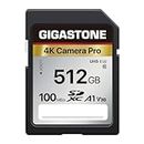 Gigastone 512GB SDXC Memory Card 4K Pro Series Camera Transfer Speed Up to 100MB/s Compatible with Canon Nikon Sony Camcorder, A1 V30 UHS-I Class 10 for 4K UHD Video