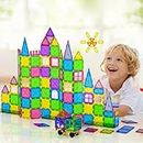 Keezi 100pcs Magnetic Tiles, 3D Kids Toys Toddler Toy Magnetism Blocks Construction Playboards Building Educational Children Gift, Creativity Beyond Imagination