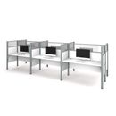 Bestar Pro-Biz Six-Straight Desk Workstation w/ 6 Privacy Panels (Pre Workstation) Benching Desk in White | 55.5 H x 182.3 W x 56.1 D in | Wayfair