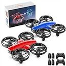 TOMZON 2 Pack A24 Drone for Kids with Battle Mode, Small RC Drone with Throw to Go, Kids Drone with Circle Fly, Self Spin, 3D Flip, 2-In-1 Quadcopter with Altitude Hold, Headless Mode, 4 Batteries