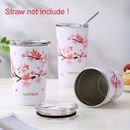 1pc, Cherry Coffee Mug With Lid, Stainless Steel Coffee Cups, Cute Sakura Water Cups For Home And Office, Summer Winter Drinkware, Home Kitchen Items, Birthday Gifts