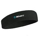 Boldfit Gym Headband for Men and Women - Sports Headband for Workout & Running, Breathable, Non-Slip Sweat Head Bands for Long Hair (Black)