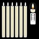 YAVRIXZ Flameless Ivory Taper Candles, Flickering Battery Operated, 3D Wick Warm Light Electric Candles with 10-Key Remote,LED Window Candles Real Wax for Christmas Home Party Wedding Decor(Pack of 6)