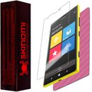 Funda protectora rosa fibra de carbono Skinomi + protector de pantalla transparente para Nokia Lumia 1520