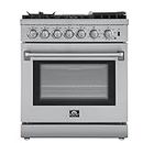 FORNO Lazio Dual Fuel 30″ Inch. Gas Range Electric Oven Freestanding 5 Sealed Burners 69,500 BTU Stove-Top Output, Electric Oven Includes Air Fryer and Griddle