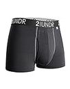 2UNDR Swing Shift 3" Boxer Trunk Underwear (Black/Grey, Medium)
