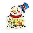 VEYLIN Wood Christmas Light Up Tabletop Snowman Decoration, Table Lighted Wooden Snowman Decoration For Party Favors Home Indoor