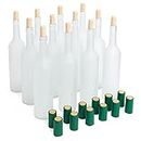GOLDBEARUK Empty Wine Glass Bottles 750ml - Set of 12 (Frosted Clear)