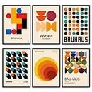 MONOKO® Bauhaus - Set di immagini astratte, poster vintage, stampe artistiche da parete, per soggiorno, 6 x A4, senza cornice