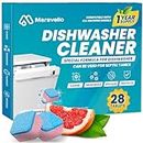 Dishwasher Cleaner and Deodorizer 28 Tablets: Maravello Dish Washer Machine Deep Clean Descaler Pods for Cleaning Heavy Duty Grease, Limescale, Hard Water, Calcium and Odor Removal - Septic Tank Safe