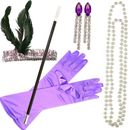 Accesorios de traje púrpura de solapa para mujeres: 1920s 1930s Vintage Fancy Dress 