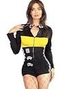 Heavylove Speed Race Car Driver Adult Halloween Queen Racer Costume Jumper for Women (Black/Yellow, M)