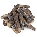 Uniflasy 10 Pcs Gas Fireplace Log Set, Ceramic Wood Fake Log for Firebowl, Propane & Natual Gas, Gas Inserts, Fireplaces, Fire Pits, Ventless, Electric Outdoor & Indoor Fireplace Decoration Fire Logs