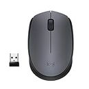 Logitech Mouse wireless M170, 2,4 GHz con ricevitore nano USB, tracciamento ottico, durata della batteria di 12 mesi, ambidestro, PC/Mac/Laptop, nero/grigio