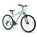 Hiland 26 Inch Women’s Mountain Bike, 21 Speed Steel Frame Adult Bicycle, Man MTB Bikes with Suspension Fork, Green