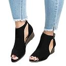 HOSTINGG Womens Sandals Comfortable Wedge,Platform Sandals Women Open Toe Fish Mouth Shoes Ankle Strap Wedge Sandals