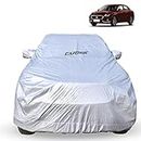 CARBINIC Car Cover for Maruti Swift Dzire 2017 Waterproof (Tested) and Dustproof Custom Fit UV Heat Resistant Outdoor Protection with Triple Stitched Fully Elastic Surface (Silver)