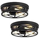 ZHU YAN 2 Pack Flush Mount Ceiling Light Fixture,3-Light Hallway Light Fixtures Ceiling,Black Ceiling Light Fixture,13 inch Light Fixture Ceiling Mount for Kitchen Entryway Hall,E26 Base