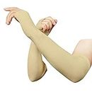 Pluspicks Outdoors Sun Protection Arm Sleeves for Men & Women - UPF 50 Arm Cover for Biking, Cricket, Cycling, Golf, Outdoor Sports (1 Pair-Cream Color)