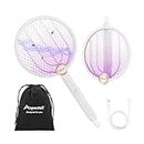 ASPECTEK Upgraded 3000V Electric Fly Swatter for Indoor and Outdoor, Portable, Foldable, Rechargeable with Improved Battery Life, USB Charging Cable, Include a Storage Bag