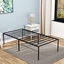 FDW Bed Frame Metal Platform Bed Frame 18 Inch High Mattress Foundation No Box Spring Needed Heavy Duty Steel Slat Noise-Free Easy Assembly Under-Bed Storage,Twin