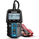 TOPDON BT100 Comprobador de baterias de Coche, 12V Probadores de baterías automotrices para Controles de Salud de baterías, Pruebas de Carga/Arranque para baterías 100-2000 CCA y 30-200ah