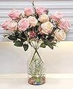 ARTSY Artificial Flowers for Decoration Rose Flower Bunch for vase/Pot, Home/Office Decor, Gift, Artificial Plant, Craft, Without Vase, Pack of 2 Piece, Cream, 35 cm Height