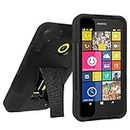 Amzer Double Layer Hybrid Case Cover with Kickstand for Nokia Lumia 635/630 - Retail Packaging - Black