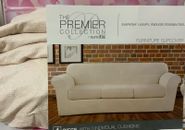🛋️ Sure Fit Ultimate Stretch Leather Sofa Slipcovers Pebbled Ivory 4🆕AS SHOWN