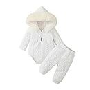 MIEKISA Baby Clothing Sets Girls Hooded Long Sleeve Romper and Pants Outfit, White, 3-6 Months