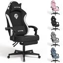  Gaming Chairs for Adults with Footrest-PC Computer Ergonomic Video Black-white