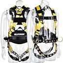 WELKFORDER 3D-Rings Industrial Fall Protection Safety Harness With Waist Tounge Buckle | Leg Tounge Buckles | Waist & Shoulder Pad Support ANSI Compliant Full Body Personal Protection Equipment