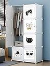 BucketList® Multi Use Clothes Organizer, Bookcase, Storage Cabinet, Wardrobe Closet PVC Collapsible Wardrobe Dimension: 72 cm (L), 38 cm (B), 144 cm (H) (Color:White and Black)