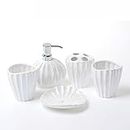 HYLR ceramiche di conchiglie lussuose Set di accessori per il bagno 5 pezzi Set di accessori per il bagno Tazza portaspazzolino Tazza di risciacquo Dispenser di sapone Decorazione Del bagno