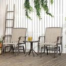 Outsunny 3 Piece Outdoor Glider Chair with Coffee Table Bistro Set, 2 Patio Rocking Swing Chairs with Breathable Sling Fabric