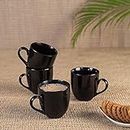 Nikaanch Creations Black Glossy Shine Plain Ceramic Tea/Coffee Cups Set, Ideal for Gifts, Elegant Design for Home, Cafe, Office Tea Cups (Set of 6)