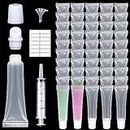 MAYCREATE® 50pcs Clear Lip Gloss Tubes Set, 10ml Empty Lip Balm Containers with Caps, Syringes & Labels Kit, Plastic Soft Squeeze Tubes for DIY Cosmetic Sample Pigment Powder (Sample Not Included)