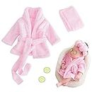 M&G House Cotton Newborn Photography Props Bathrobe Outfits Baby Photoshoot Props Robe Girl Baby Photo Prop Outfit Robe Bath Towel Costume Sets 0-6 Months(Pink)