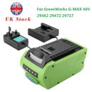 6Ah Li-ion 40V Battery/Charger For GreenWorks G-MAX 40V 29472 29462 20292 24252