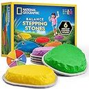 NATIONAL GEOGRAPHIC Stepping Stones for Kids – 6 Durable Non-Slip Stones Encourage Toddler Balance & Gross Motor Skills, Indoor & Outdoor Toys, Balance Stones, Obstacle Course (Amazon Exclusive)