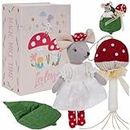LEVLOVS Mouse and The Mushroom in a Leaf Bed Mouse Doll Christmas Mouse in a Box Sister Mouse in Matchbox Linen Doll