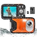 YEEIN 16FT Underwater Camera 30MP Waterproof Digital Camera with 32G Card and Rechargeable Battery, 18X Zoom Point and Shoot Camera for Boys Girls Children Teens Snorkeling Swimming Vacation(Orange)