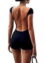 Navneet Women Unitard Backless Jumpsuit Overall Romper All In One Jumpsuit Bodycon Playsuits Going Out A3 black low back jumpsuit S