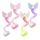 AirSMall Curly Hair Extension Clips, 4pcs Unicorn Hair Strands Bow Princess Hair Clips Girls, Colorful Hair Pieces Hair Accessories Girls for Kids Birthday Party Favours